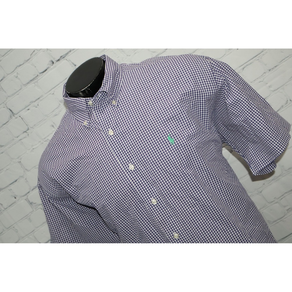 Polo Ralph Lauren Blake Shirt Mens XL Purple Gingham Short Sleeve Button Down